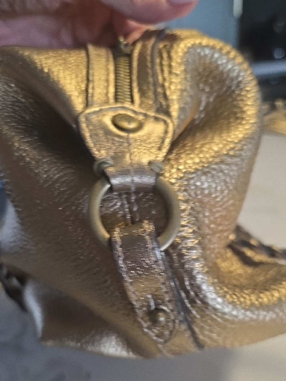 Mulberry Metallic Gold Braided-Detail Women's Pebbled Leather Satchel - Picture 7 of 10